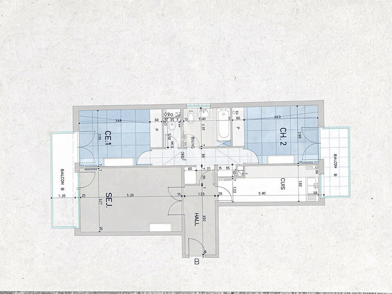 Appartement - 66 m² - 3 pièces