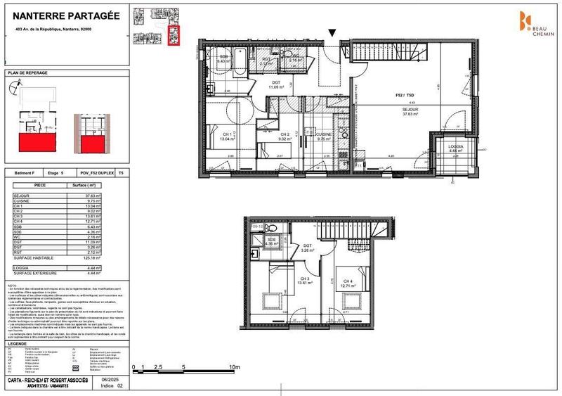 Appartement - 125 m² - 5 pièces