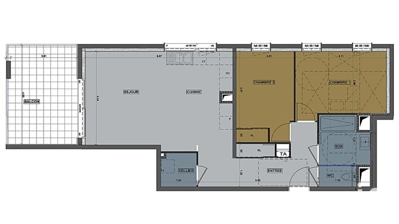 Appartement - 70 m² - 3 pièces