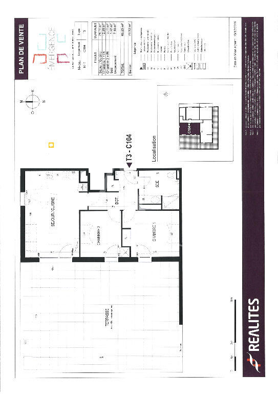 Appartement - 60 m² - 3 pièces