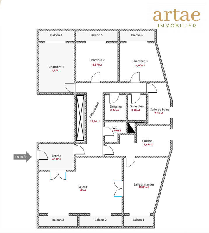 Appartement - 137 m² - 5 pièces