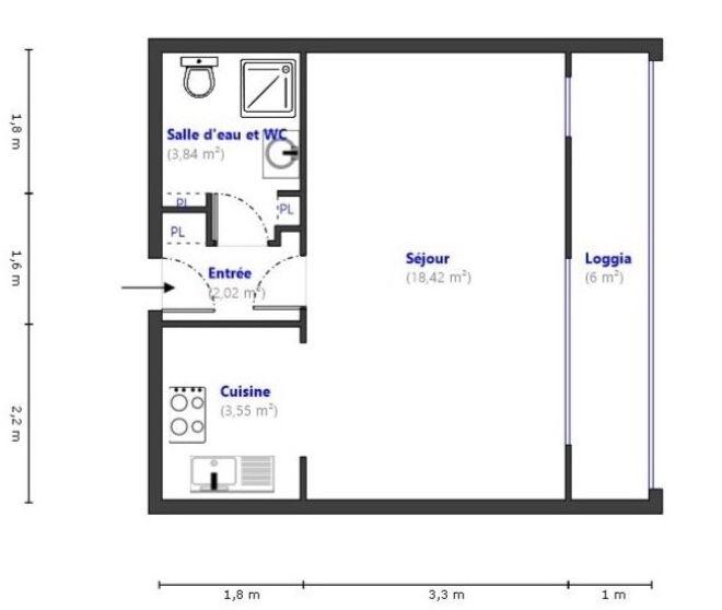 Appartement - 27 m² - 1 pièce