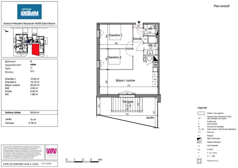 Appartement - 59 m² - 3 pièces