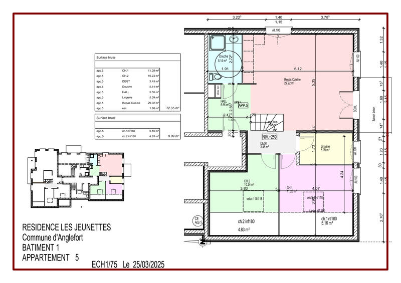 Appartement - 72 m² - 3 pièces