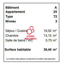 Appartement - 38 m² - 2 pièces