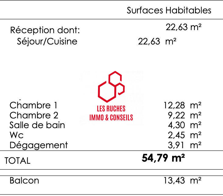 Appartement - 55 m² - 3 pièces