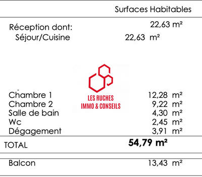 Appartement - 55 m² - 3 pièces