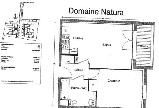 Appartement - 40 m² - 2 pièces