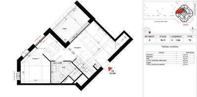 Appartement - 43 m² - 2 pièces