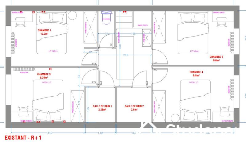 Chambre - 10 m² - 1 pièce