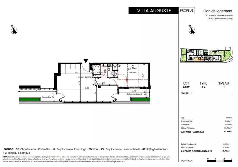 Appartement - 42 m² - 2 pièces