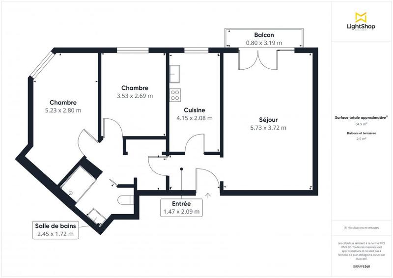 Appartement - 65 m² - 3 pièces