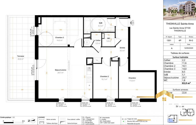 Appartement - 83 m² - 4 pièces