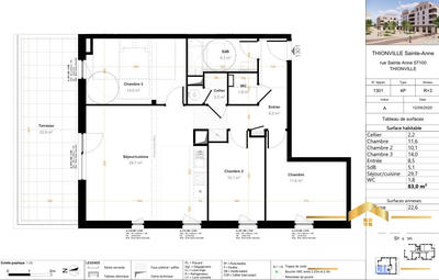 Appartement - 83 m² - 4 pièces