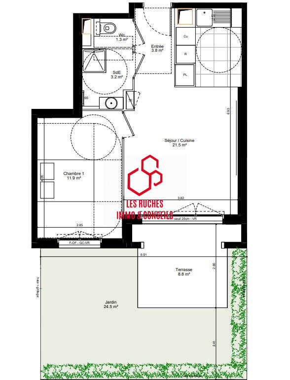 Appartement - 42 m² - 2 pièces