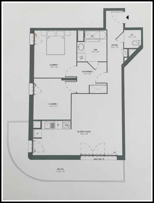 Appartement - 65 m² - 3 pièces