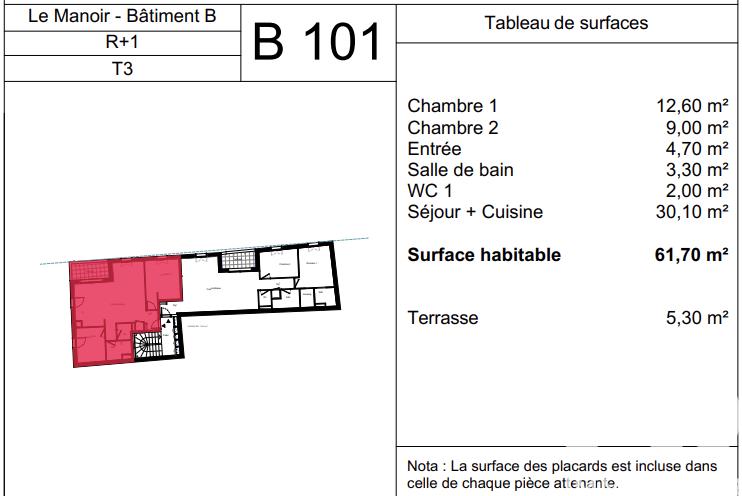 Appartement - 62 m² - 3 pièces