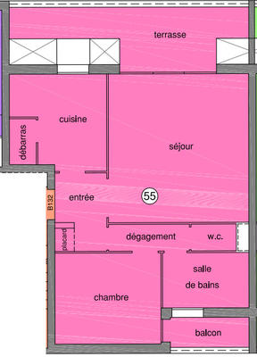 Appartement - 49 m² - 2 pièces