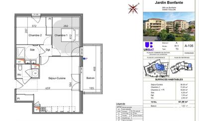 Appartement - 61 m² - 3 pièces