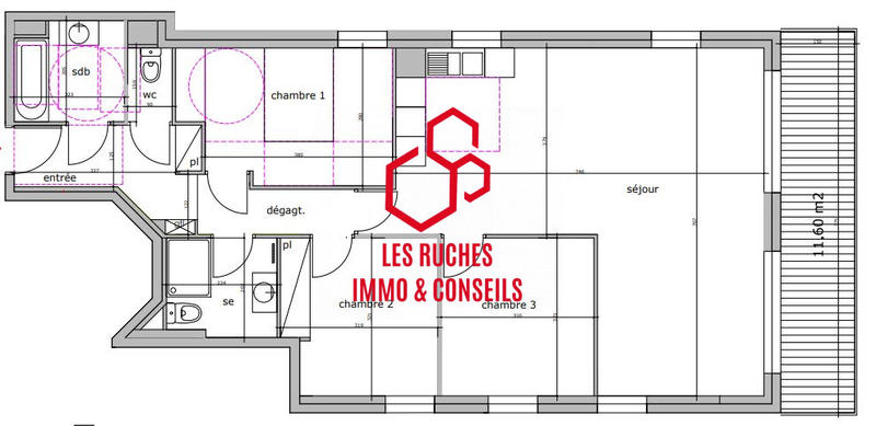 Appartement - 90 m² - 4 pièces