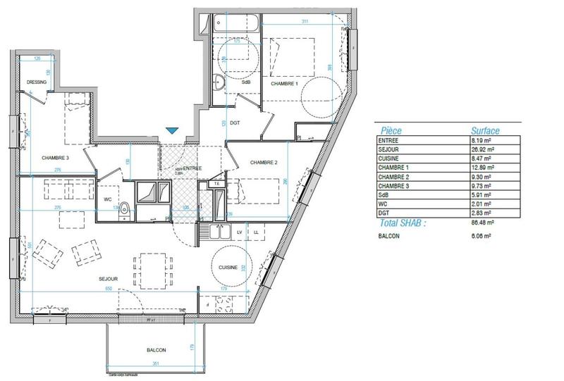 Appartement - 86 m² - 4 pièces