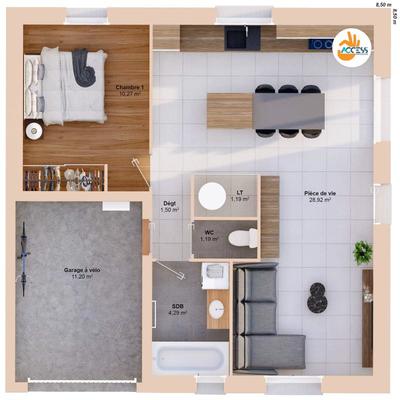 Maison - 47 m² - 3 pièces