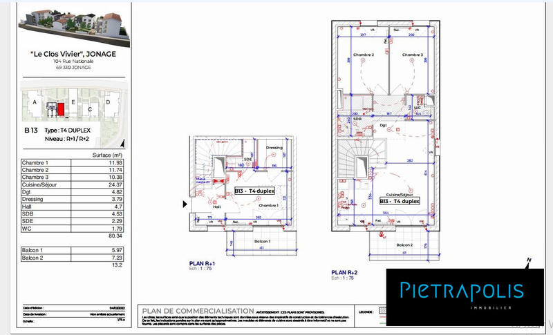 Duplex - 80 m² - 4 pièces