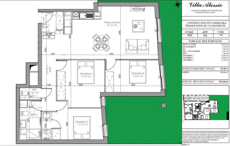 Appartement - 91 m² - 4 pièces