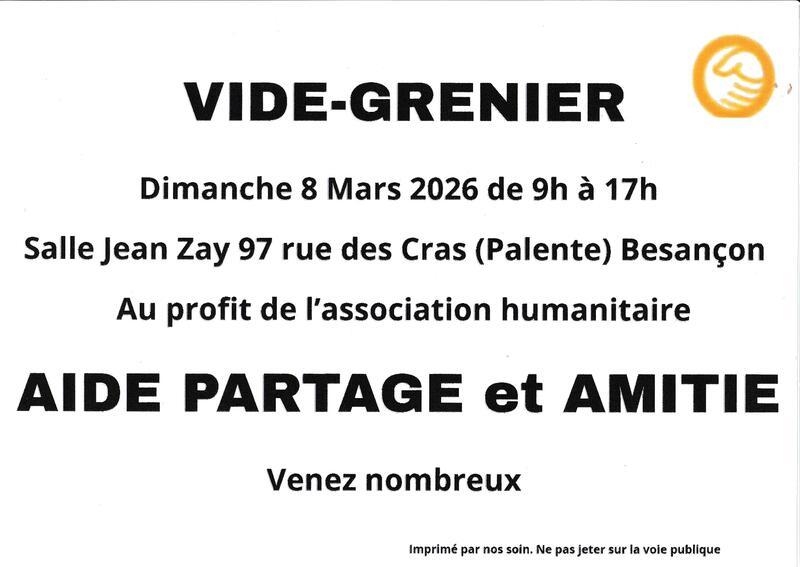 Vide-grenier de l'association humanitaire aide, partage et amitié