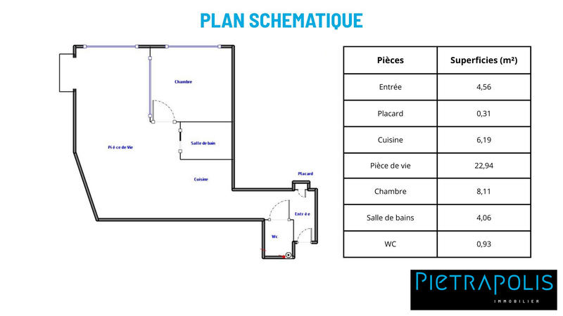 Appartement - 47 m² - 2 pièces