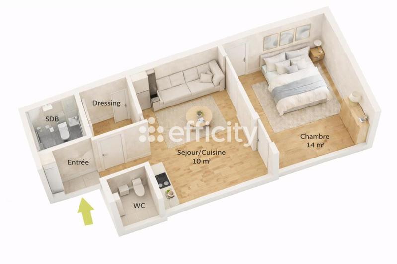 Appartement - 38 m² - 2 pièces