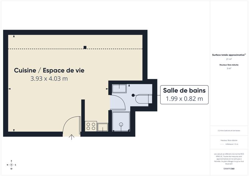 Appartement - 18 m² - 1 pièce