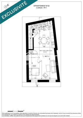 Appartement - 48 m² - 2 pièces