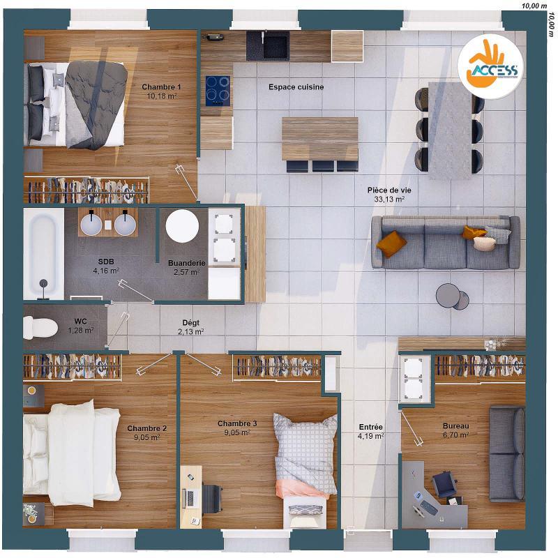 Maison - 82 m² - 6 pièces