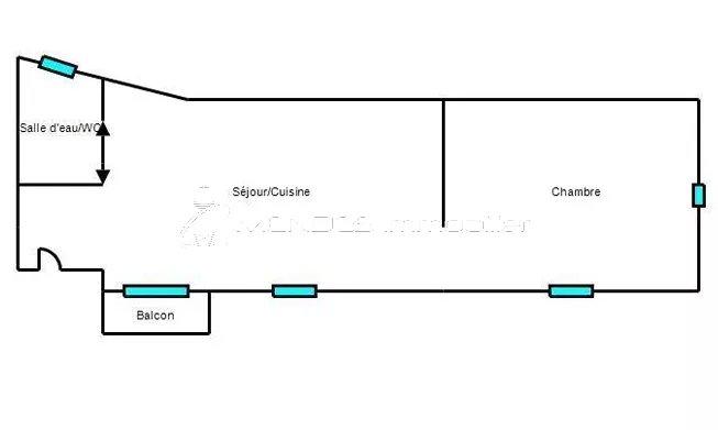 Appartement - 19 m² - 2 pièces