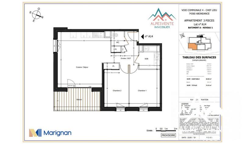 Appartement - 65 m² - 3 pièces