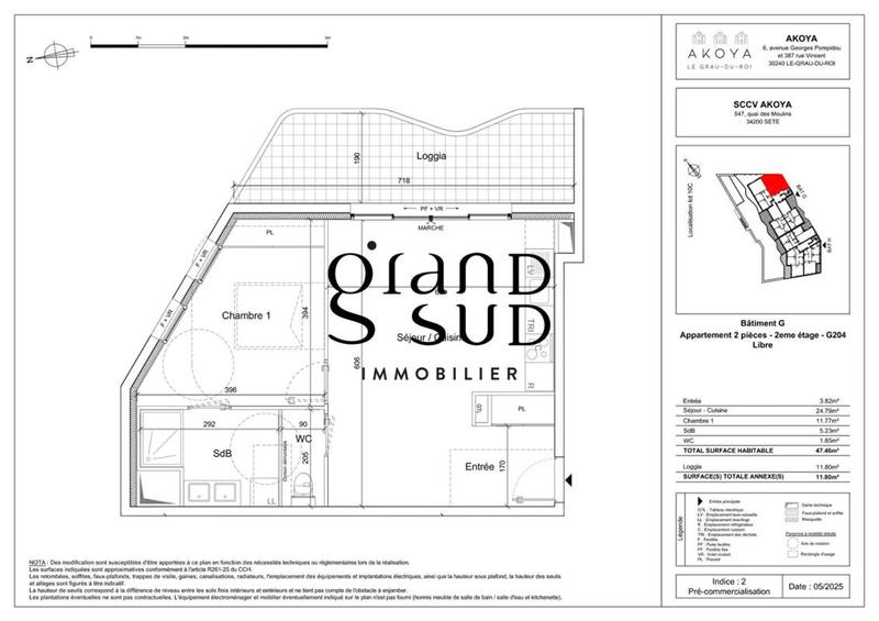 Appartement - 47 m² - 2 pièces