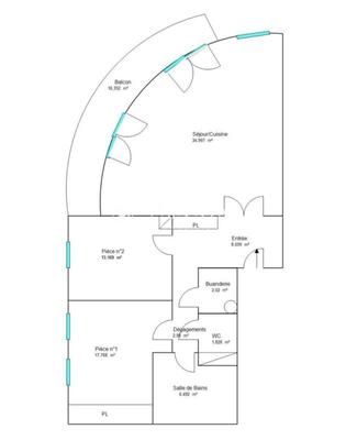 Appartement - 87 m² - 3 pièces