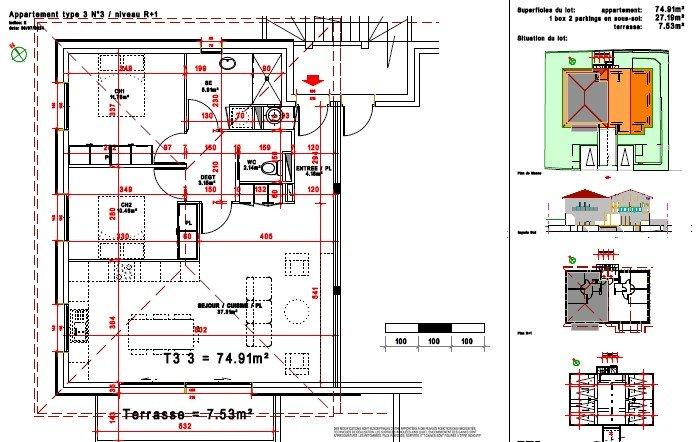 Appartement - 75 m² - 3 pièces