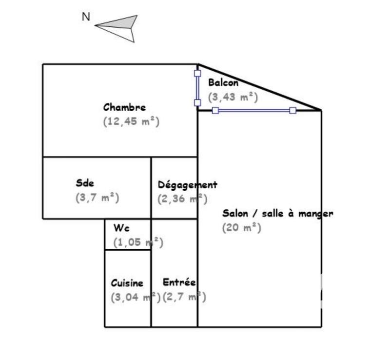 Appartement - 45 m² - 2 pièces