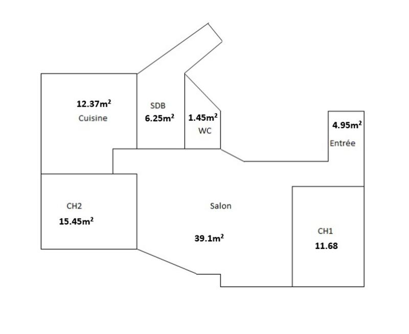 Appartement - 91 m² - 3 pièces