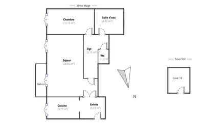 Appartement - 57 m² - 3 pièces