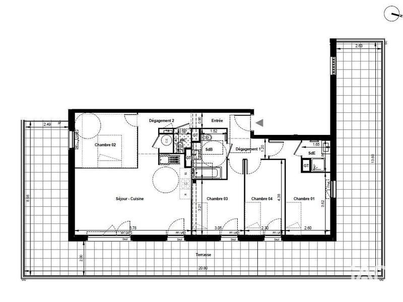 Appartement - 91 m² - 5 pièces