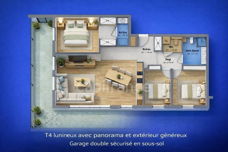 Appartement - 83 m² - 4 pièces