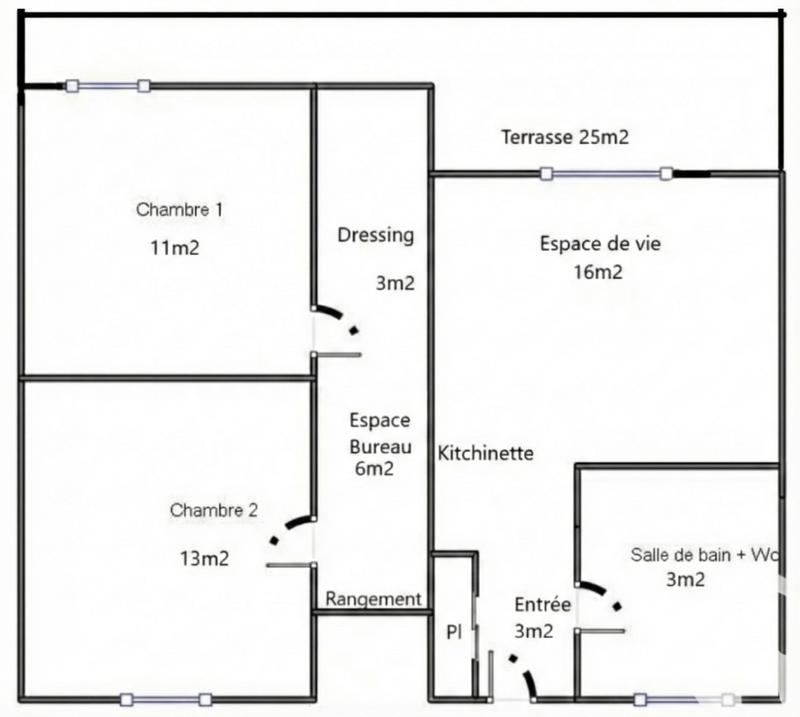 Appartement - 60 m² - 3 pièces