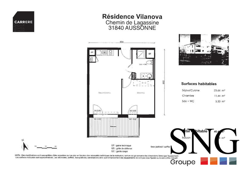 Appartement - 40 m² - 2 pièces