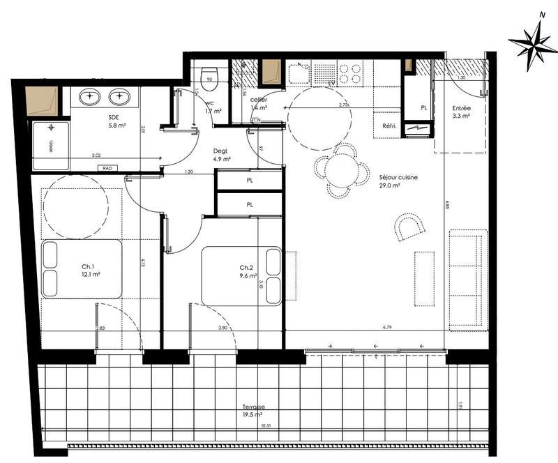 Appartement - 68 m² - 3 pièces