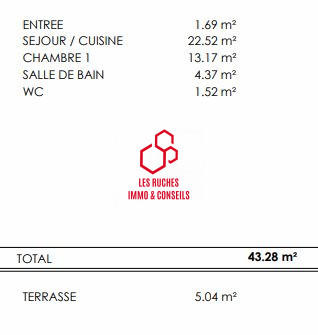Appartement - 43 m² - 2 pièces