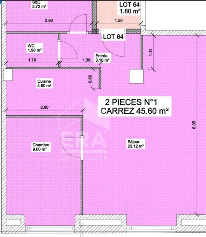 Appartement - 46 m² - 2 pièces