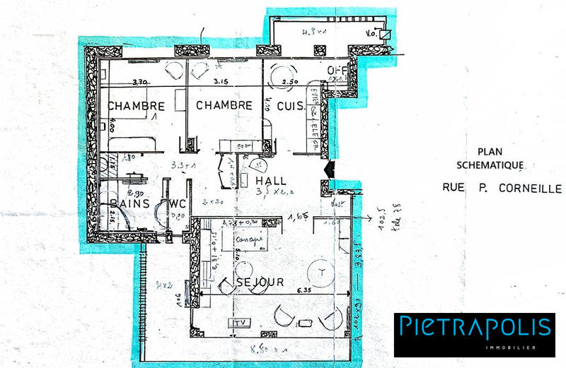 Appartement - 98 m² - 3 pièces